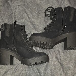 TORRID Black Lace-Up Ankle Boots With Sweater Detail, Size 9WW Wide Width